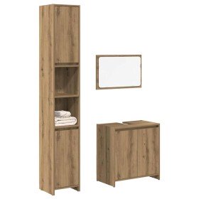 Juego de muebles baño 3 piezas madera ingeniería roble artisan Juego de muebles baño 3 piezas madera ingeniería roble artisan