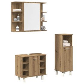 Juego de muebles baño 3 piezas madera ingeniería roble artisan Juego de muebles baño 3 piezas madera ingeniería roble artisan