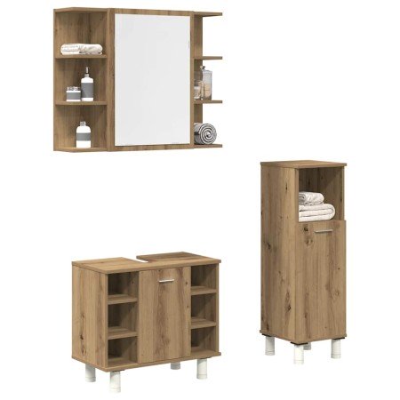 Juego de muebles baño 3 piezas madera ingeniería roble artisan en Muebles de baño | Comprar online en Foro24
