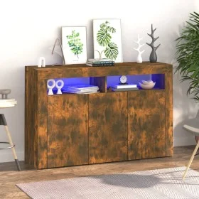 Sideboard with LED lights smoked oak 115.5x30x75 cm by vidaXL, Sideboards - Ref: Foro24-815732, Price: 75,09 €, Discount: %