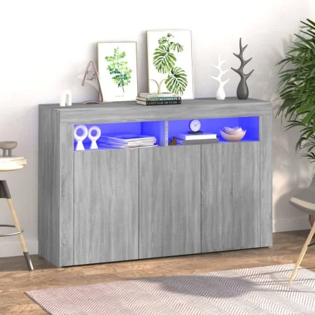 Sideboard mit LED-Leuchten in Sonoma-Grau 115,5x30x75 cm von vidaXL, Sideboards - Ref: Foro24-815733, Preis: 108,54 €, Rabatt: %