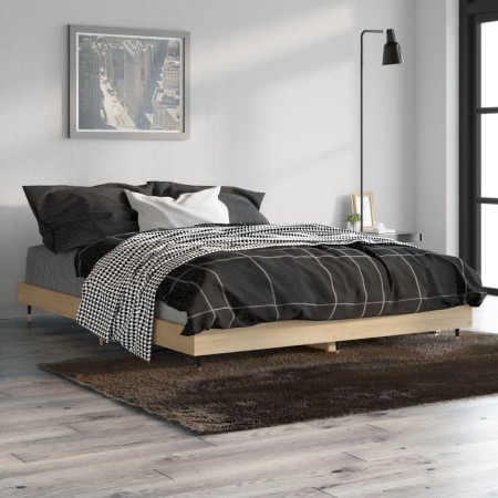 Bettgestell aus Sonoma-Eiche-Holzwerkstoff, 135 x 190 cm von vidaXL, Betten und Lattenroste - Ref: Foro24-832184, Preis: 100,...