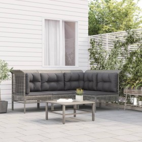 Set de muebles de jardín 4 pzas y cojines ratán sintético gris de vidaXL, Conjuntos de jardín - Ref: Foro24-319665, Precio: 2...