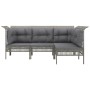 4-teiliges Gartenmöbel-Set und Kissen synthetisches Rattangrau von vidaXL, Gartensets - Ref: Foro24-319665, Preis: 252,19 €, ...