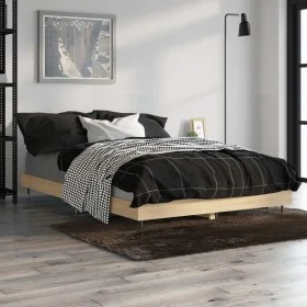 Sonoma oak engineered wood bed frame 120x190 cm by vidaXL, Beds and slatted bases - Ref: Foro24-832192, Price: 96,03 €, Disco...