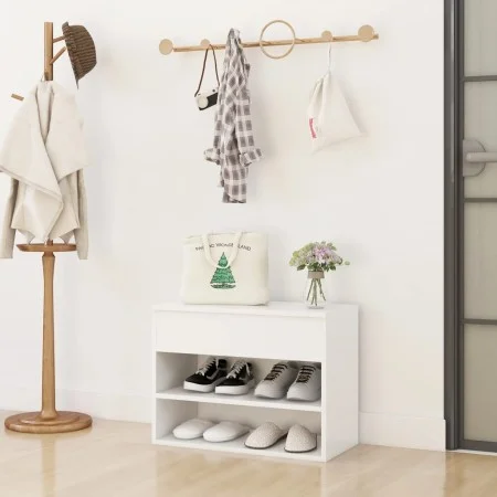 White engineered wood shoe bench 60x30x45 cm by vidaXL, Shoe racks and shoe organizers - Ref: Foro24-808738, Price: 54,62 €, ...