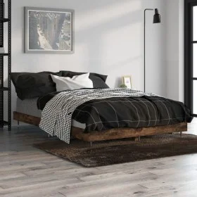 Smoked oak engineered wood bed frame 120x190cm by vidaXL, Beds and slatted bases - Ref: Foro24-832194, Price: 95,57 €, Discou...