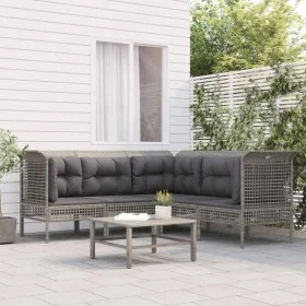 5-piece garden furniture set and gray synthetic rattan cushions by vidaXL, Garden sets - Ref: Foro24-319666, Price: 331,23 €,...