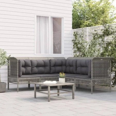 5-teiliges Gartenmöbel-Set und graue synthetische Rattankissen von vidaXL, Gartensets - Ref: Foro24-319666, Preis: 331,23 €, ...
