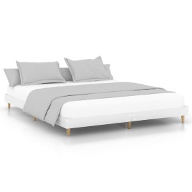 White engineered wood bed frame 150x200 cm by vidaXL, Beds and slatted bases - Ref: Foro24-832029, Price: 129,09 €, Discount: %