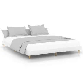 White engineered wood bed frame 150x200 cm by vidaXL, Beds and slatted bases - Ref: Foro24-832029, Price: 127,07 €, Discount: %