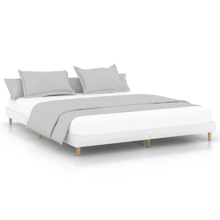 Estructura de cama madera de ingeniería blanca 150x200 cm de vidaXL, Camas y somieres - Ref: Foro24-832029, Precio: 129,09 €,...