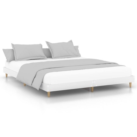 Estructura de cama madera de ingeniería blanca 150x200 cm de vidaXL, Camas y somieres - Ref: Foro24-832029, Precio: 129,09 €,...
