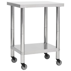 Küchenarbeitstisch mit Edelstahlrädern 80x45x85 cm von vidaXL, Wiederherstellung - Ref: Foro24-51635, Preis: 123,23 €, Rabatt: %