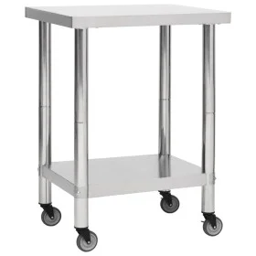 Mesa de trabajo para cocina con ruedas acero inox 80x45x85 cm de vidaXL, Restauración - Ref: Foro24-51635, Precio: 119,64 €, ...
