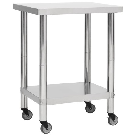 Mesa de trabajo para cocina con ruedas acero inox 80x45x85 cm de vidaXL, Restauración - Ref: Foro24-51635, Precio: 123,23 €, ...