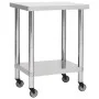 Kitchen work table with stainless steel wheels 80x45x85 cm by vidaXL, Restoration - Ref: Foro24-51635, Price: 119,64 €, Disco...