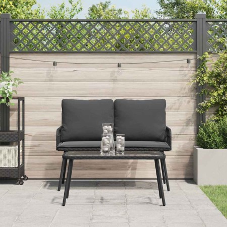 Conjunto de Comedor de Jardín 2 pcs Negro ratán sintético