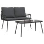 Conjunto de Comedor de Jardín 2 pcs Negro ratán sintético
