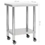 Kitchen work table with stainless steel wheels 80x45x85 cm by vidaXL, Restoration - Ref: Foro24-51635, Price: 119,64 €, Disco...