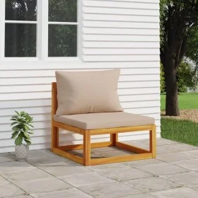 Central garden sofa solid teak wood with cream cushions by vidaXL, Modular outdoor sofas - Ref: Foro24-360005, Price: 117,60 ...