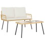 Conjunto de Comedor de Jardín 2 pcs Natural ratán sintético