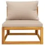 Central garden sofa solid teak wood with cream cushions by vidaXL, Modular outdoor sofas - Ref: Foro24-360005, Price: 117,60 ...