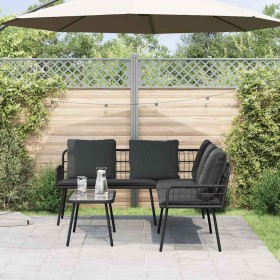 Conjunto de sofá de jardín 2 pcs Negro ratán sintético