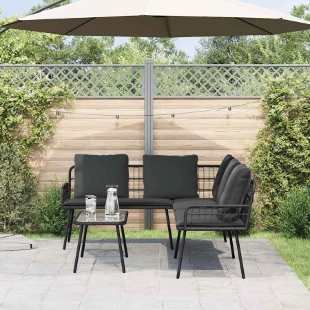 Conjunto de sofá de jardín 2 pcs Negro ratán sintético
