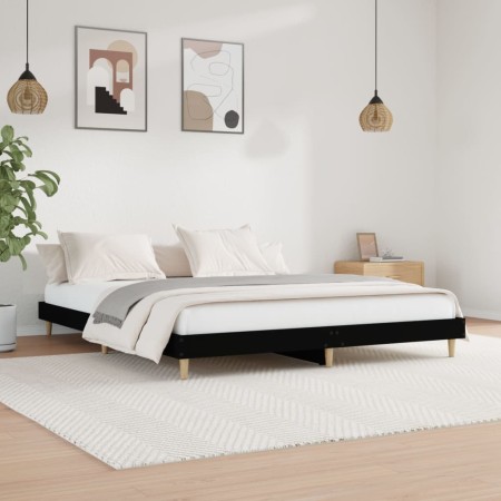 Black engineered wood bed frame 150x200 cm by vidaXL, Beds and slatted bases - Ref: Foro24-832030, Price: 133,61 €, Discount: %