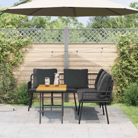Conjunto de sofá de jardín 2 pcs Negro ratán sintético