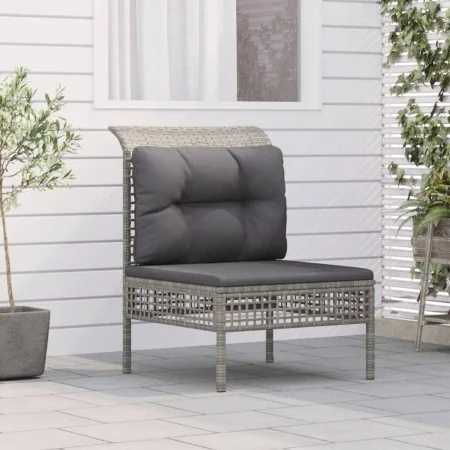 Central garden sofa with gray synthetic rattan cushion by vidaXL, Garden sets - Ref: Foro24-319667, Price: 70,58 €, Discount: %