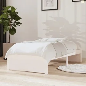 Weißer Einzelbettrahmen aus Massivholz, 75 x 190 cm von vidaXL, Betten und Lattenroste - Ref: Foro24-814910, Preis: 65,01 €, ...