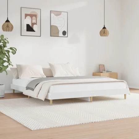 White engineered wood bed frame 120x200 cm by vidaXL, Beds and slatted bases - Ref: Foro24-832045, Price: 109,60 €, Discount: %