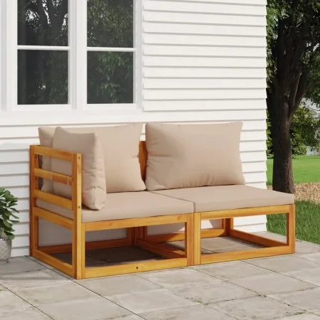2-piece garden sofas with solid acacia wood cushions by vidaXL, Modular outdoor sofas - Ref: Foro24-360002, Price: 248,15 €, ...