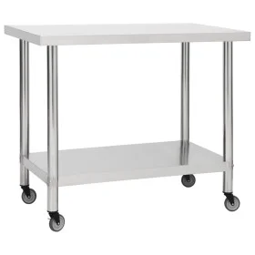 Kitchen work table with stainless steel wheels 80x60x85 cm by vidaXL, Restoration - Ref: Foro24-51636, Price: 134,93 €, Disco...