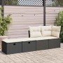 Set sofás jardín y cojines 2 pzas ratán sintético acacia negro