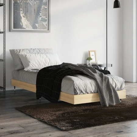 Sonoma oak engineered wood bed frame 75x190 cm by vidaXL, Beds and slatted bases - Ref: Foro24-832208, Price: 62,40 €, Discou...