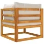 Modulares Ecksofa 2 Stk. Kissen aus Akazienholz und hellgrauen Kissen von vidaXL, Modulare Sofas für den Außenbereich - Ref: ...