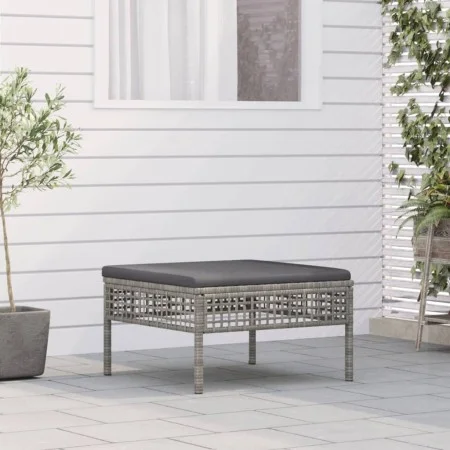 Gartenhocker mit grauem synthetischem Rattankissen von vidaXL, Gartensets - Ref: Foro24-319669, Preis: 54,18 €, Rabatt: %