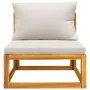 Zentrales Gartensofa aus massivem Akazienholz mit hellgrauen Kissen von vidaXL, Modulare Sofas für den Außenbereich - Ref: Fo...