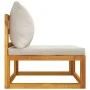 Zentrales Gartensofa aus massivem Akazienholz mit hellgrauen Kissen von vidaXL, Modulare Sofas für den Außenbereich - Ref: Fo...