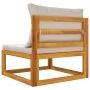 Zentrales Gartensofa aus massivem Akazienholz mit hellgrauen Kissen von vidaXL, Modulare Sofas für den Außenbereich - Ref: Fo...