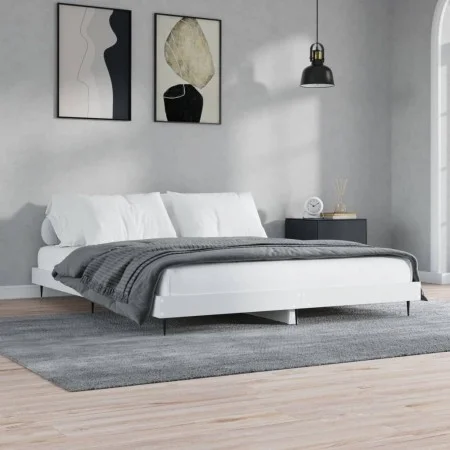 White engineered wood bed frame 180x200 cm by vidaXL, Beds and slatted bases - Ref: Foro24-832221, Price: 125,67 €, Discount: %
