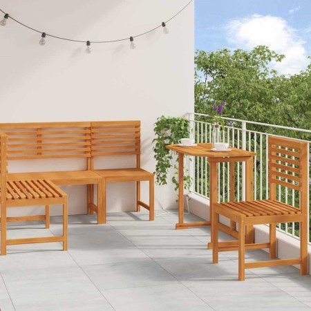 Conjunto de Bancos de Jardín 4 pcs Marrón