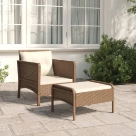 2-teiliges Gartenmöbel-Set und braune synthetische Rattankissen von vidaXL, Gartensets - Ref: Foro24-319677, Preis: 99,46 €, ...