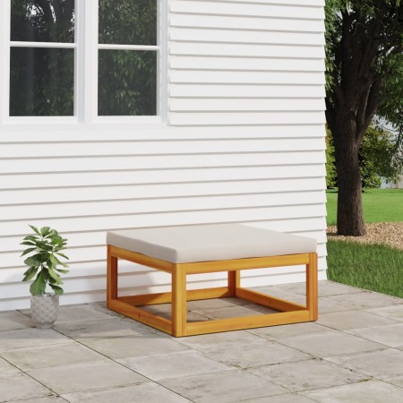 Solid acacia wood garden footstool with light gray cushion by vidaXL, Modular outdoor sofas - Ref: Foro24-360014, Price: 82,3...