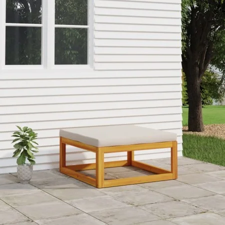 Solid acacia wood garden footstool with light gray cushion by vidaXL, Modular outdoor sofas - Ref: Foro24-360014, Price: 81,0...