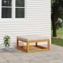 Solid acacia wood garden footstool with light gray cushion by vidaXL, Modular outdoor sofas - Ref: Foro24-360014, Price: 82,3...