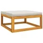 Solid acacia wood garden footstool with light gray cushion by vidaXL, Modular outdoor sofas - Ref: Foro24-360014, Price: 81,0...